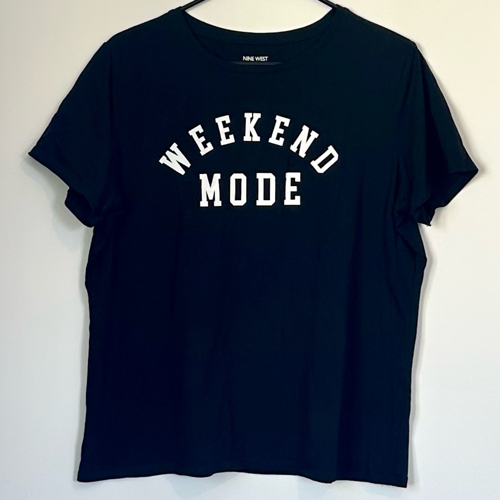 Nine West Black “Weekend Mode” Graphic T-Shirt - Size: XXL